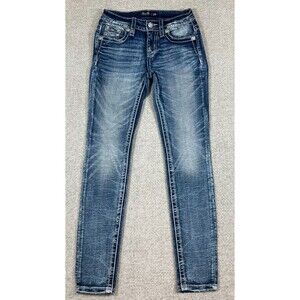 Miss Me Skinny Jeans Women's 24 Blue Denim Stretch Embellished Pockets